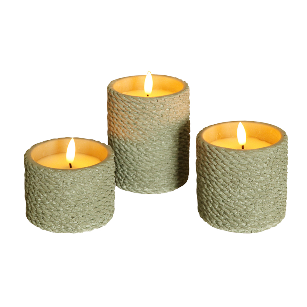 LED Cylindryczna cement 3D Wick Way Candle