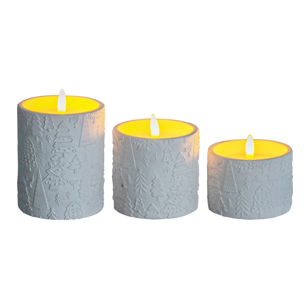 LED Sustainable 3D Electronic Cement-Look-Look Design Cylinder Candle